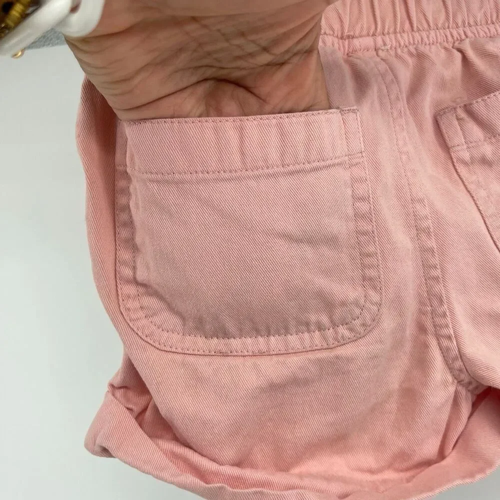 Justice Girls Pink Paperbag Waist Drawstring Cotton Shorts Size 6 Casual Summer